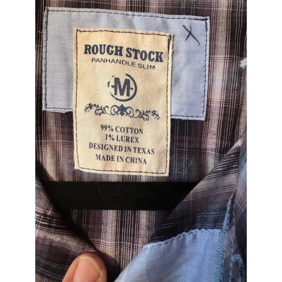 Rough Stock western pearl snap button down M Cotton long sleeve cowboy NFR - Picture 2 of 6